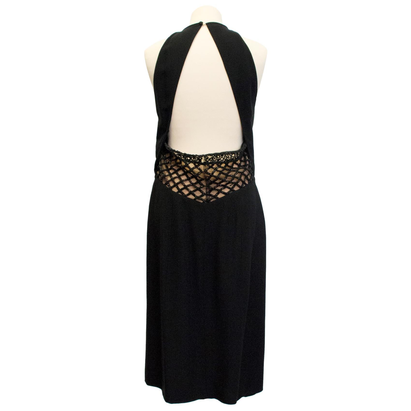 Black Valentino Beaded Cocktail Dress - Size M  For Sale