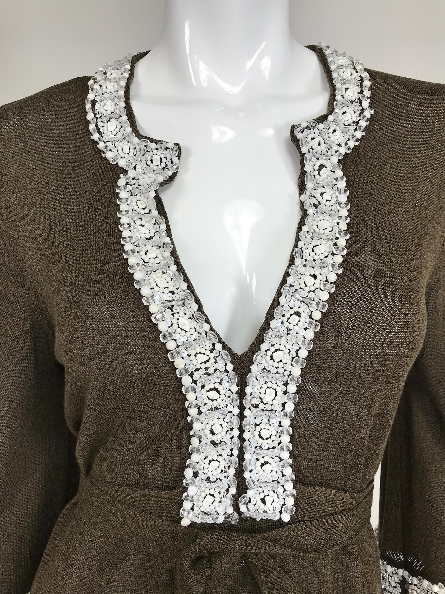 Valentino Beaded Knit Plunge V Neckline Top For Sale 6