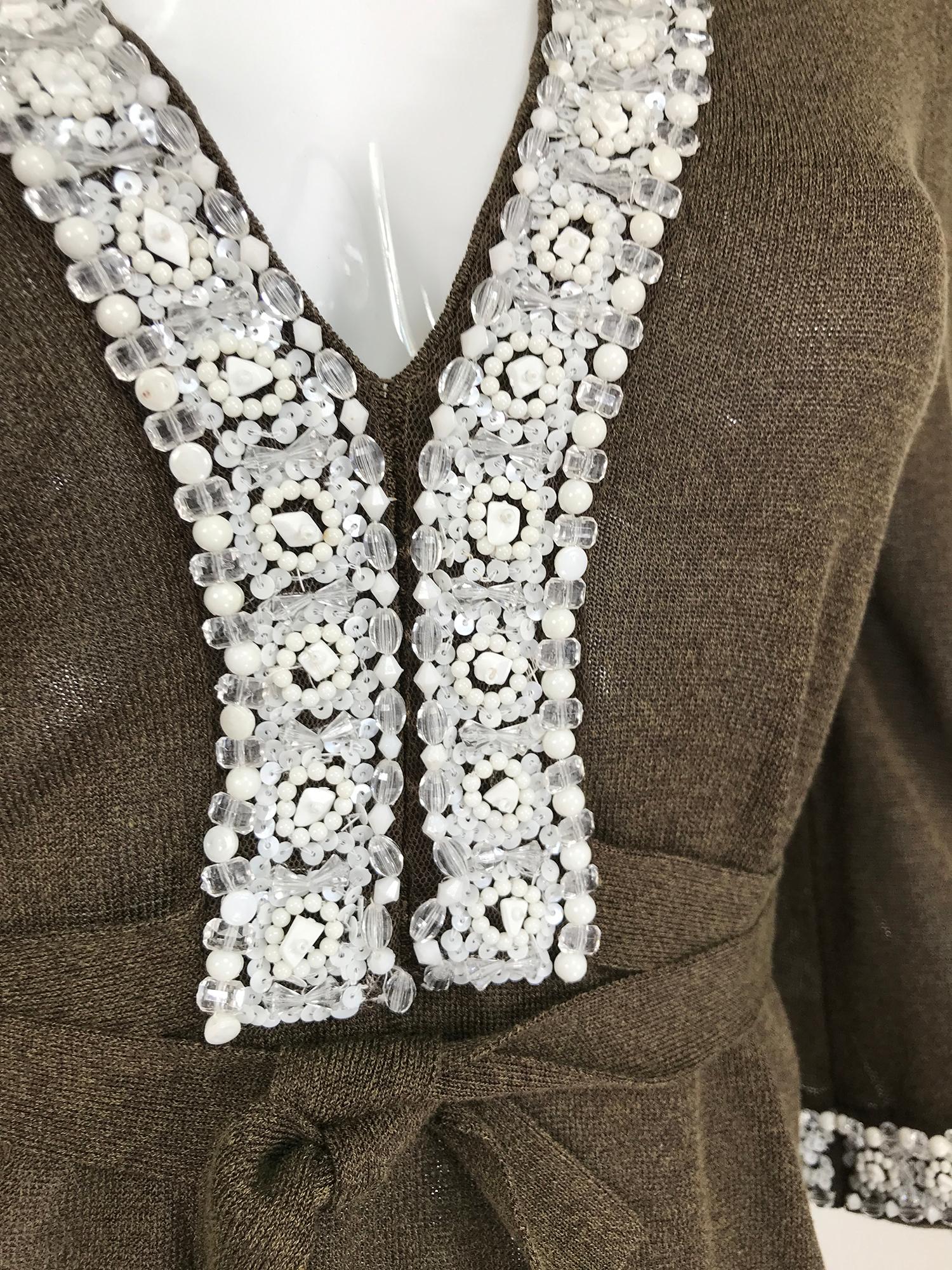 Valentino Beaded Knit Plunge V Neckline Top For Sale 7