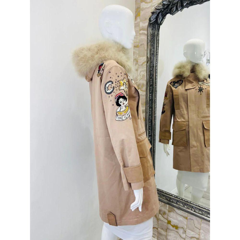 Brown Valentino Beaded Parka Coat Size 38IT For Sale