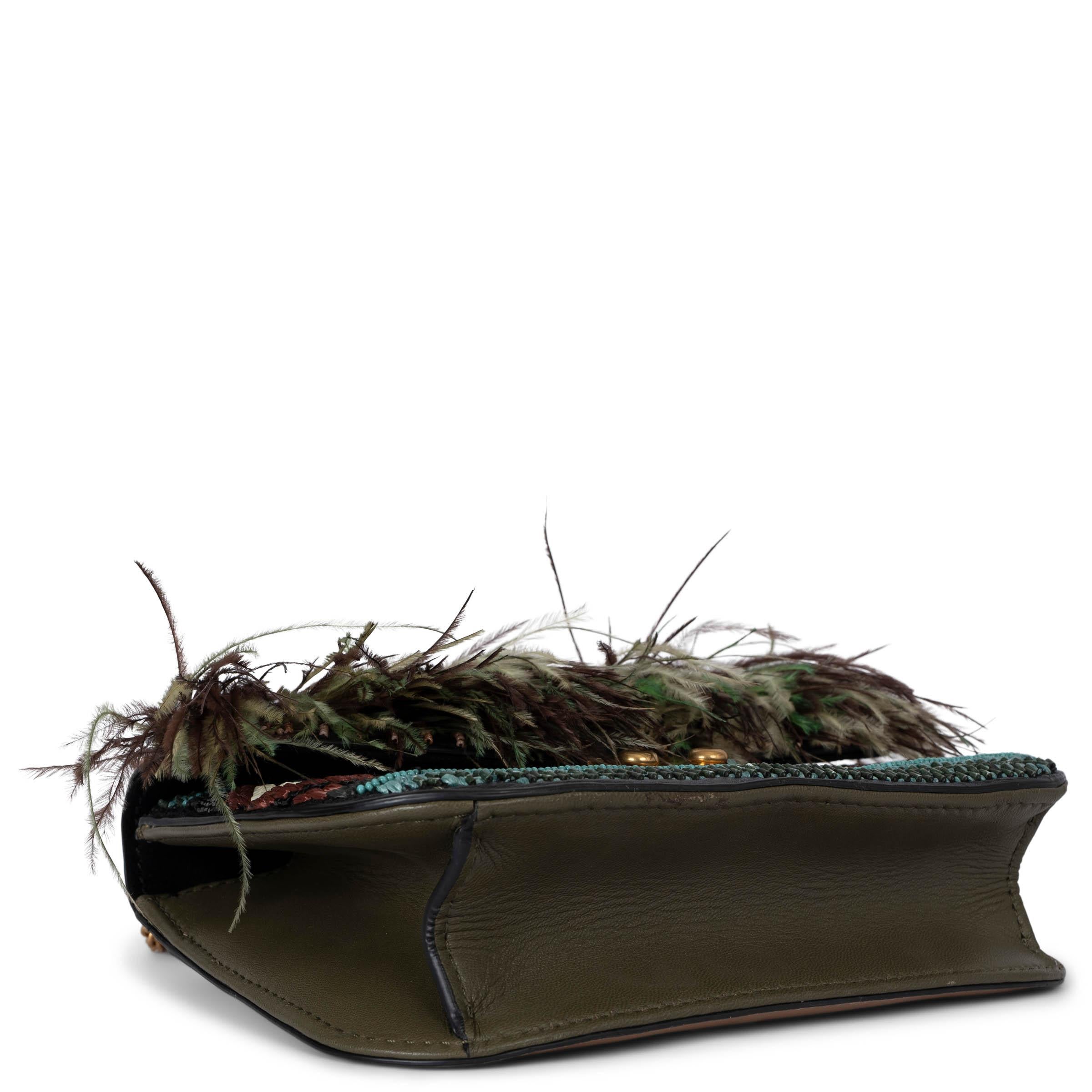 VALENTINO beaded raffia & feather 2016 GLAM LOCK MINI Shoulder Bag In Excellent Condition For Sale In Zürich, CH