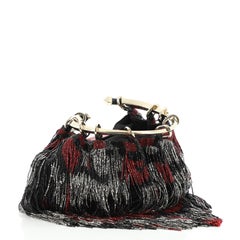 Valentino Bebop Loop Handle Clutch Fringe Beads and Satin
