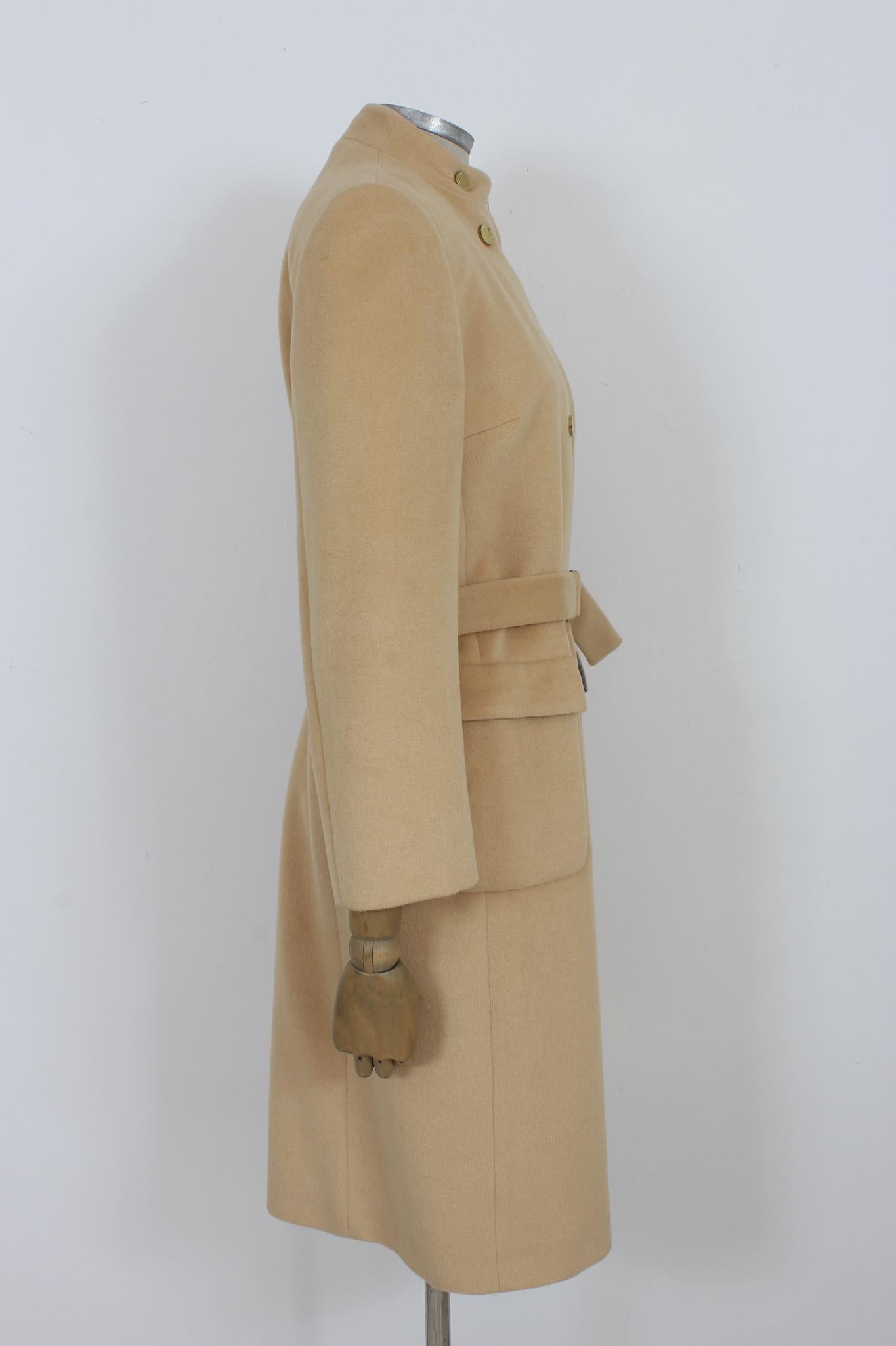 Valentino Beige Angora Wool Classic Long Coat 2000s In Excellent Condition In Brindisi, Bt