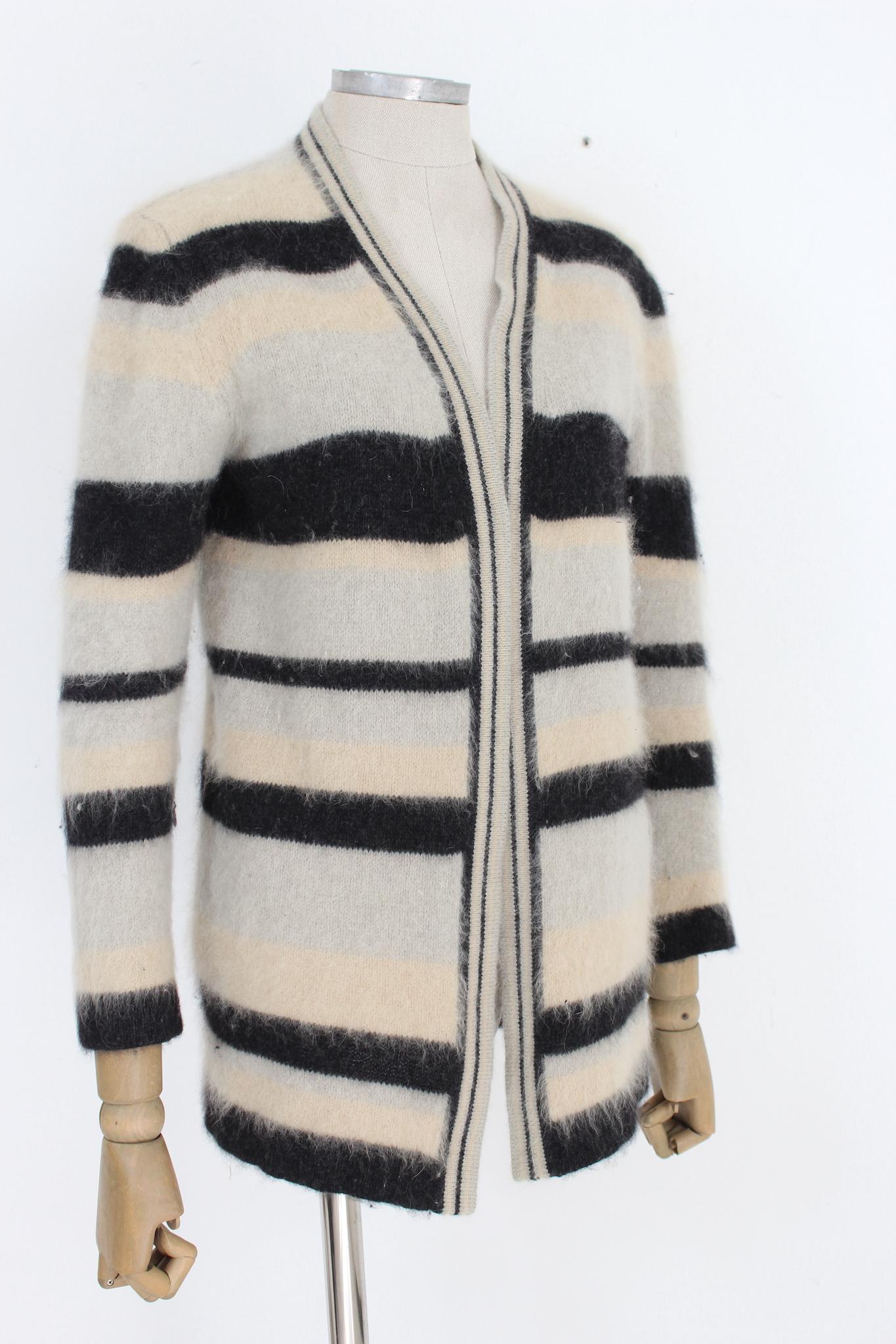 Valentino Beige Black Angora Wool Vintage Sweater 90s In Good Condition For Sale In Brindisi, Bt
