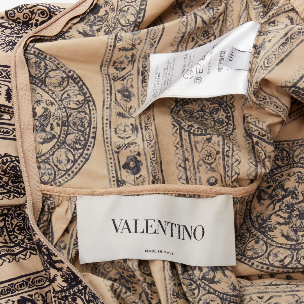 VALENTINO beige black coin medallion print cotton Bambolina dress IT40 XS For Sale 5