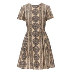 VALENTINO beige black coin medallion print cotton Bambolina dress IT40 XS