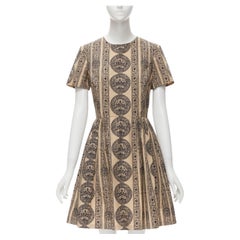 VALENTINO beige black coin medallion print cotton Bambolina dress IT40 XS