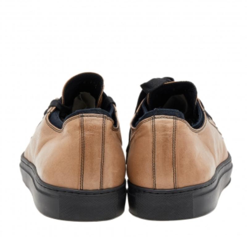  Valentino - Baskets basses en cuir et toile beige/noir avec fermeture éclair - Taille 46 Pour hommes 