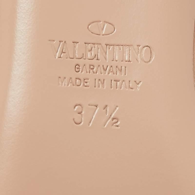 Valentino Beige/ Black Leather Rock Stud Ballet Flats Size 37.5 For Sale 2