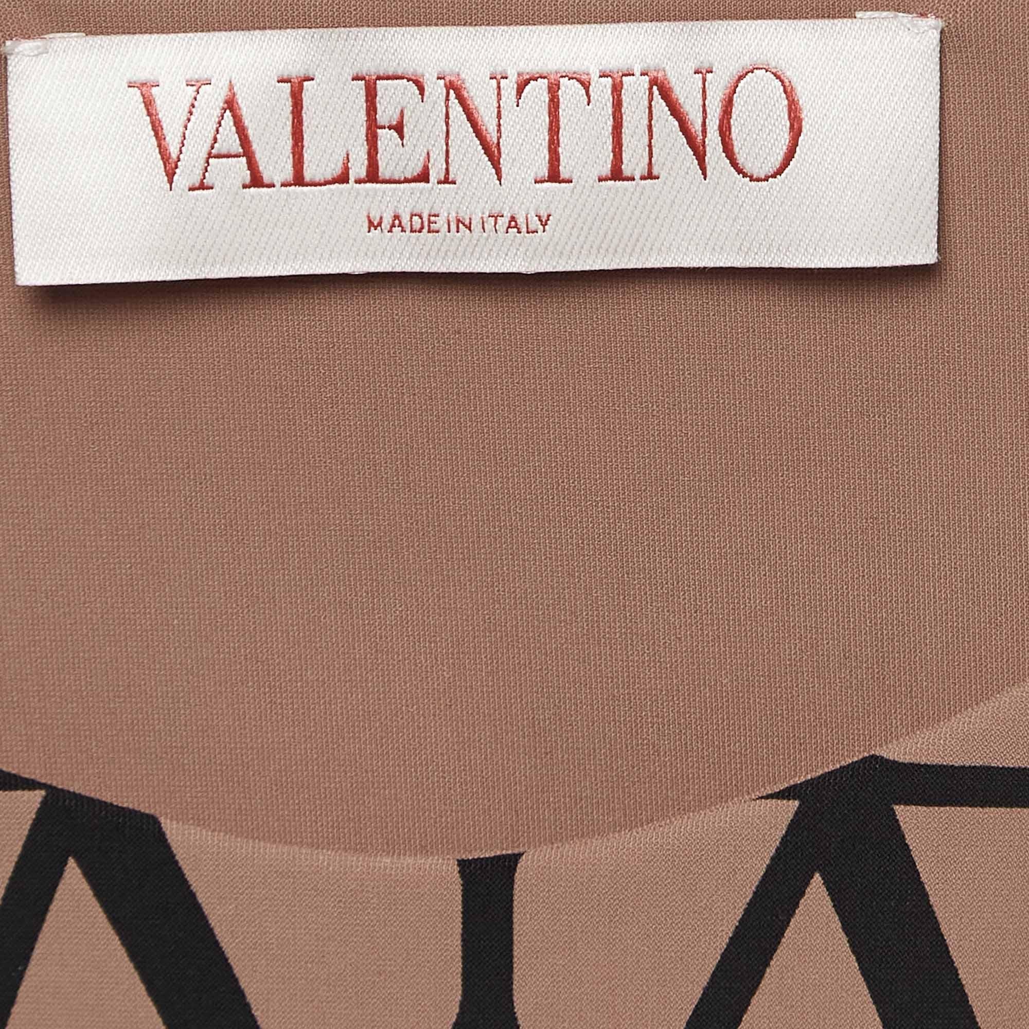Valentino Beige/Black Logo Monogram Jersey Long Sleeve Bodysuit L For Sale 1