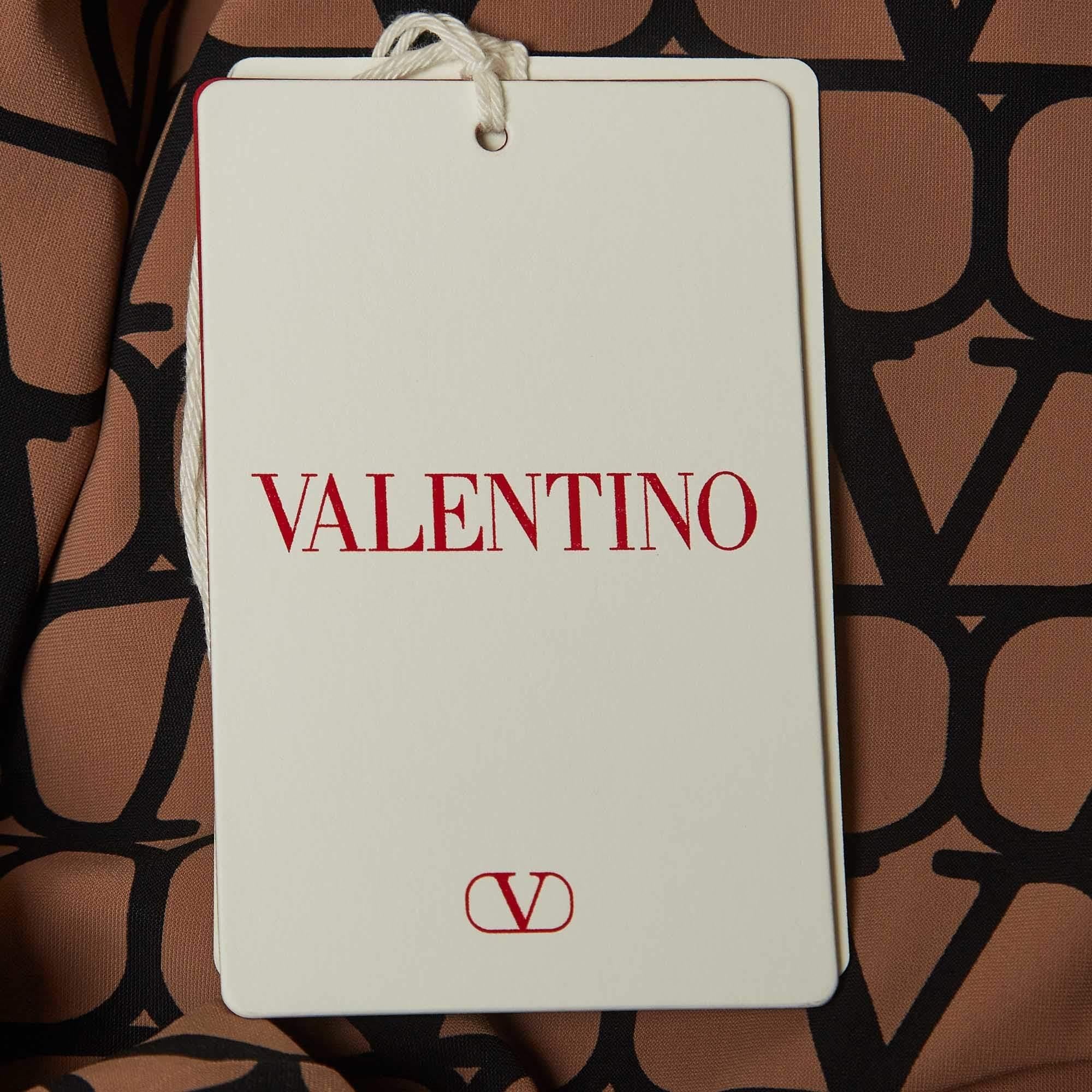 Valentino Beige/Black Logo Monogram Jersey Long Sleeve Bodysuit L For Sale 2