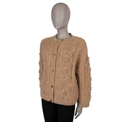VALENTINO beige camel hair 2022 CRYSTAL CABLE KNIT Jacket S