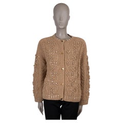 VALENTINO beige camel hair 2022 CRYSTAL CABLE KNIT Jacket S