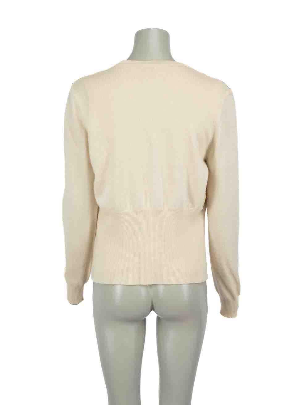 Valentino Beige Chain Panel Top & Cardigan Set Size L In Good Condition For Sale In London, GB