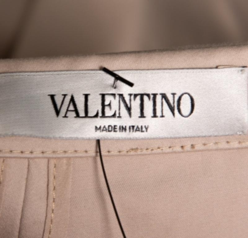 Valentino Beige Cotton Ruffle Detail Paneled Knee Length Skirt M For Sale 2