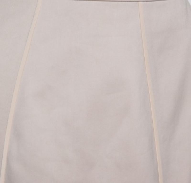 Valentino Beige Cotton Ruffle Detail Paneled Knee Length Skirt M For Sale 3