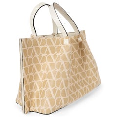 VALENTINO beige & cream canvas ICONOGRAPH Tote Bag