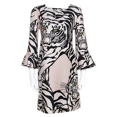 Valentino Beige Crepe Tiger Re-Edition Dress M