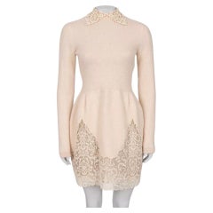Valentino Beige Fitted Dress with Lace - Size M (Runs Small)