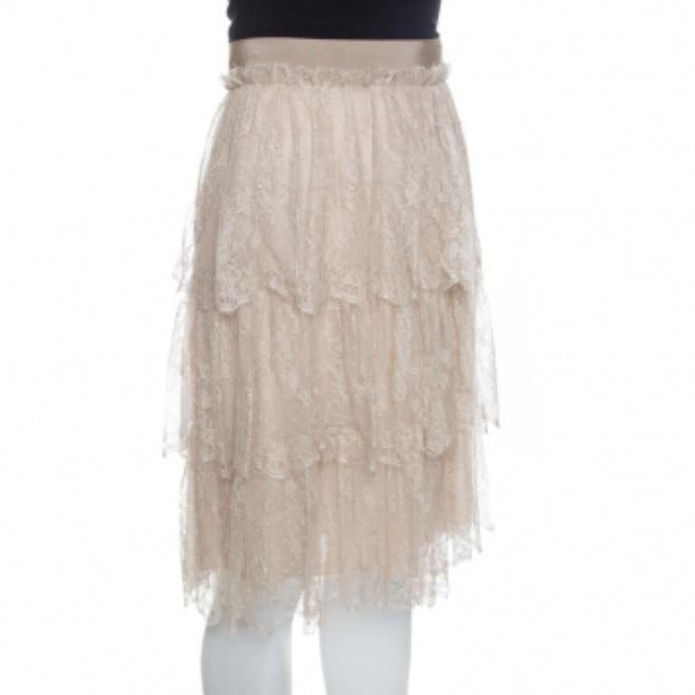 De las mujeres Valentino Falda de tul floral beige M en venta