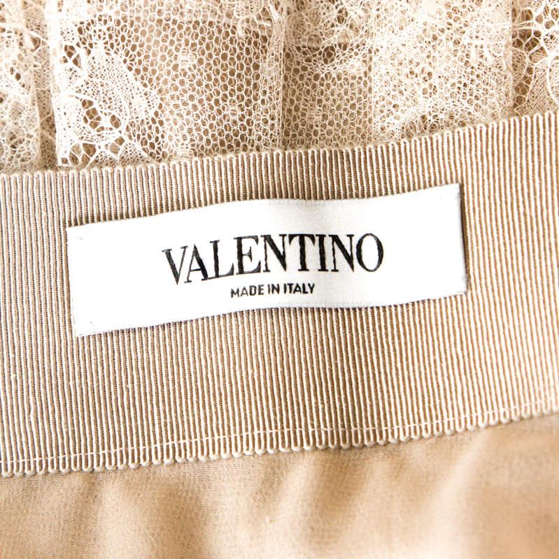 Valentino Beige gestufter Rock aus geblümtem Tüll in Beige, M im Angebot 1