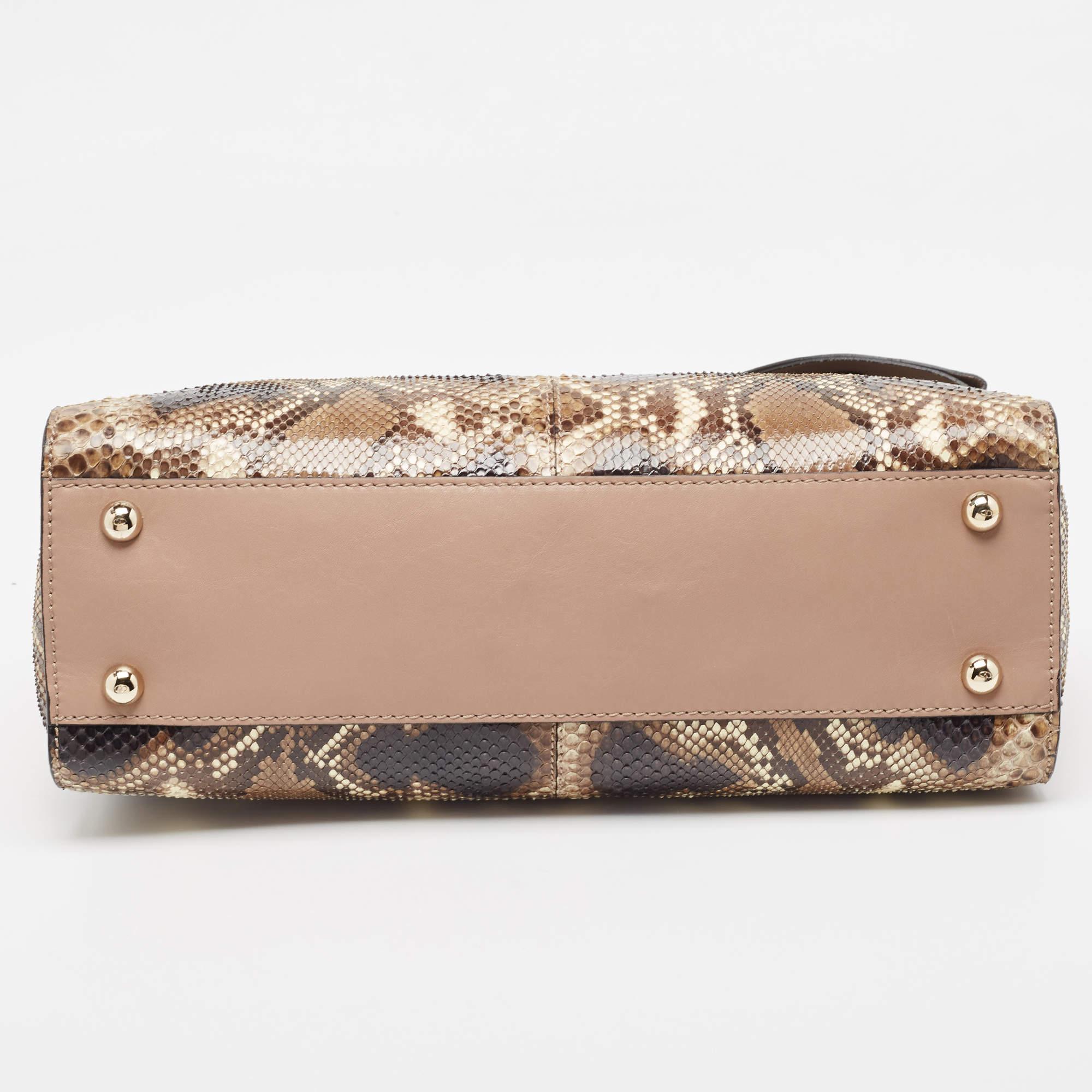 Valentino Beige/Grey Python and Leather Aphrodite Bow Bag For Sale 2