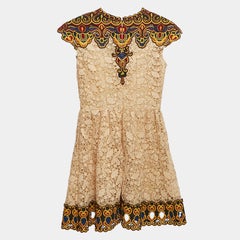 Valentino Beige Guipure Lace Patch Detail Mini Dress XS