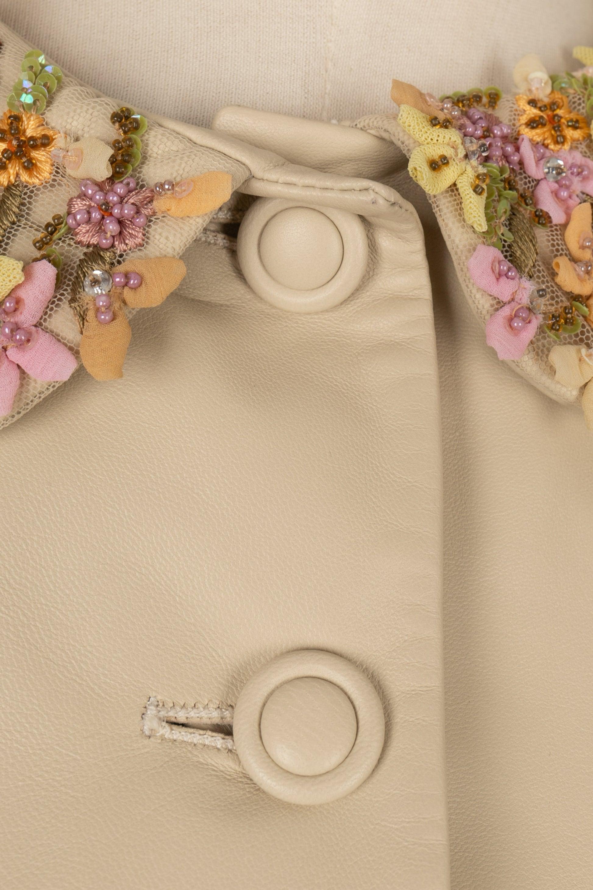 Valentino Beige Lamb Leather Jacket 1