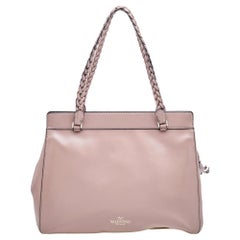 Valentino Beige Leather And Beaded Lace Demetra Tote