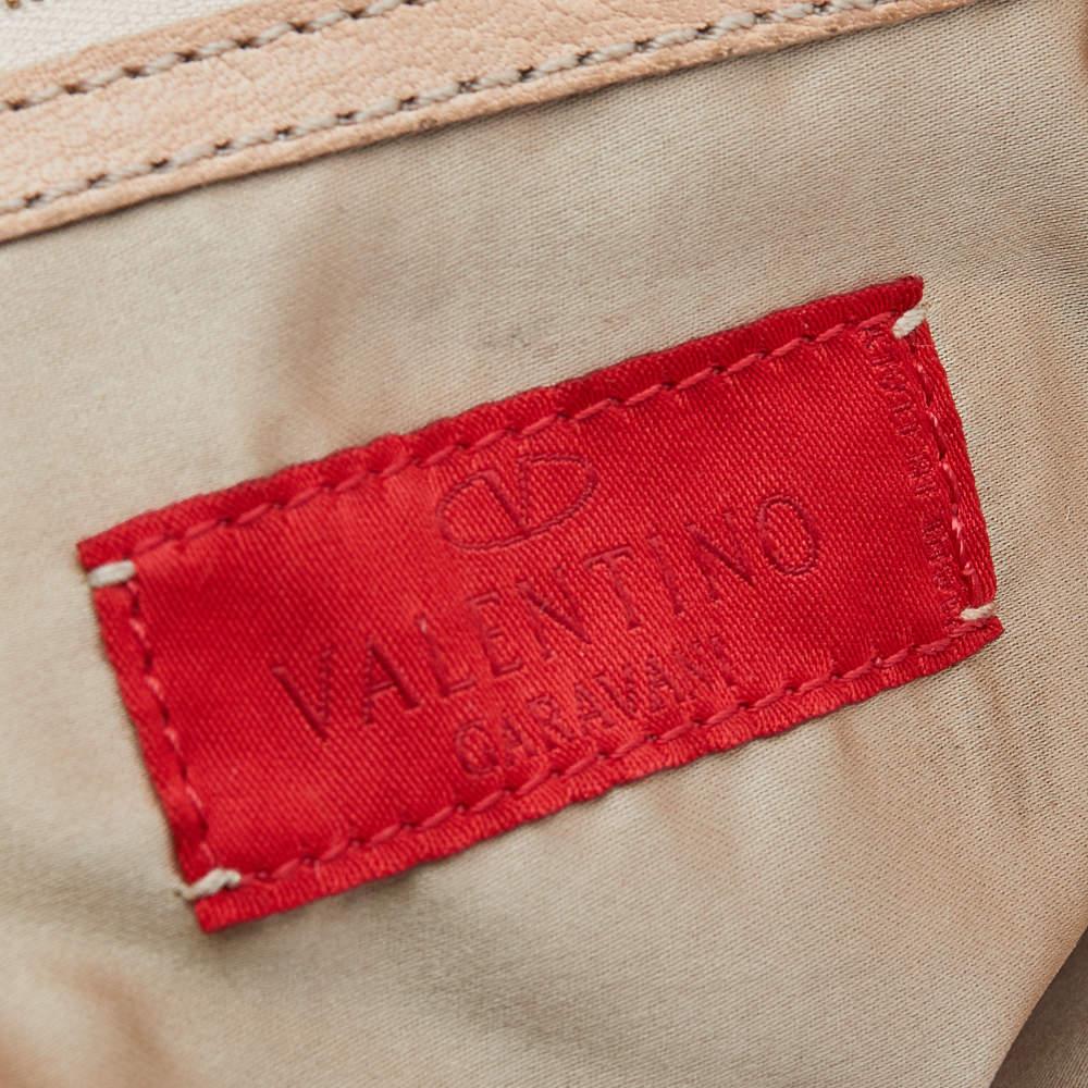 Valentino Beige Leather And Raffia Catch Bag For Sale 3