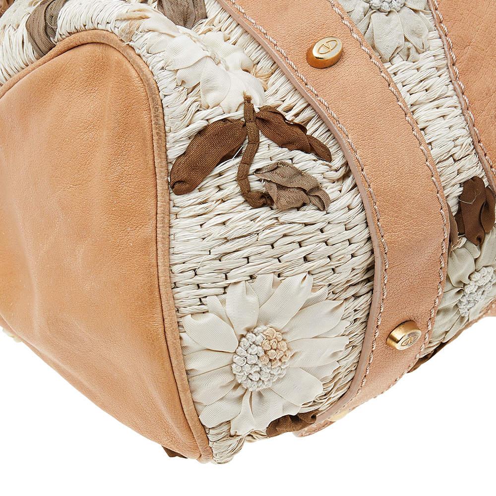 Valentino Beige Leather And Raffia Catch Bag For Sale 5