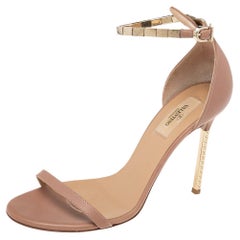 Valentino Beige Leather Ankle Chain Ankle Strap Sandals Size 39.5