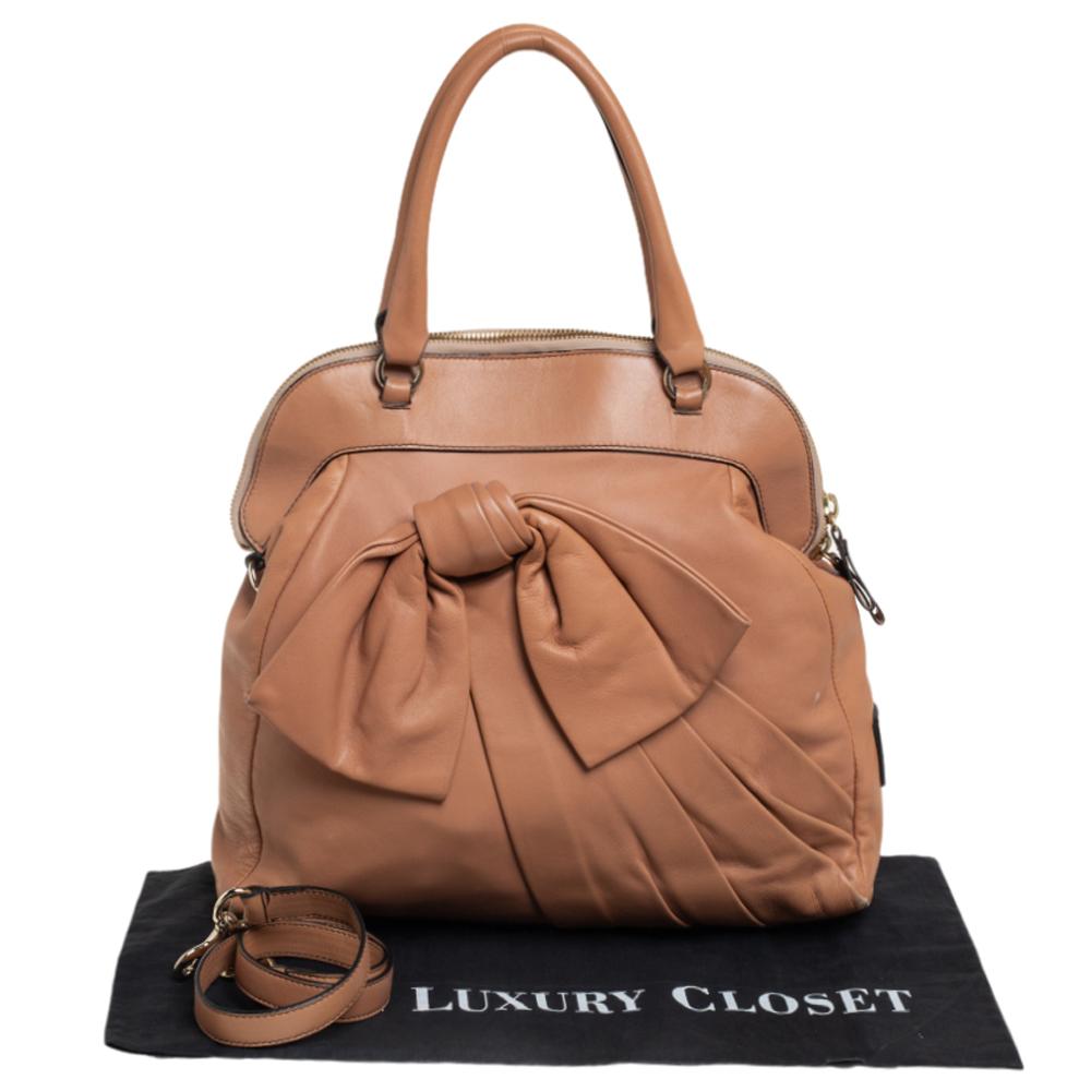 Women's Valentino Beige Leather Aphrodite Bow Bag