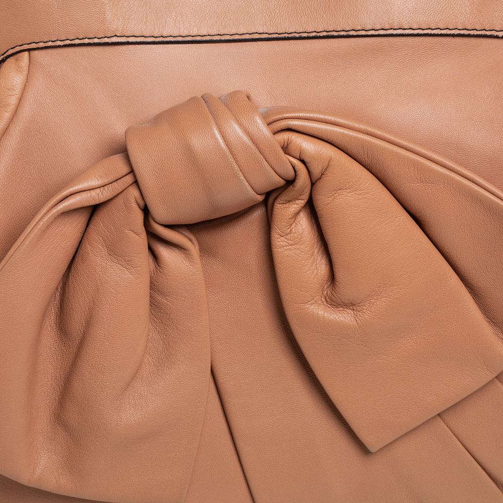 Valentino Beige Leather Aphrodite Bow Bag 1