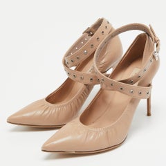 Valentino escarpins à bout pointu en cuir beige avec boucle, taille 38