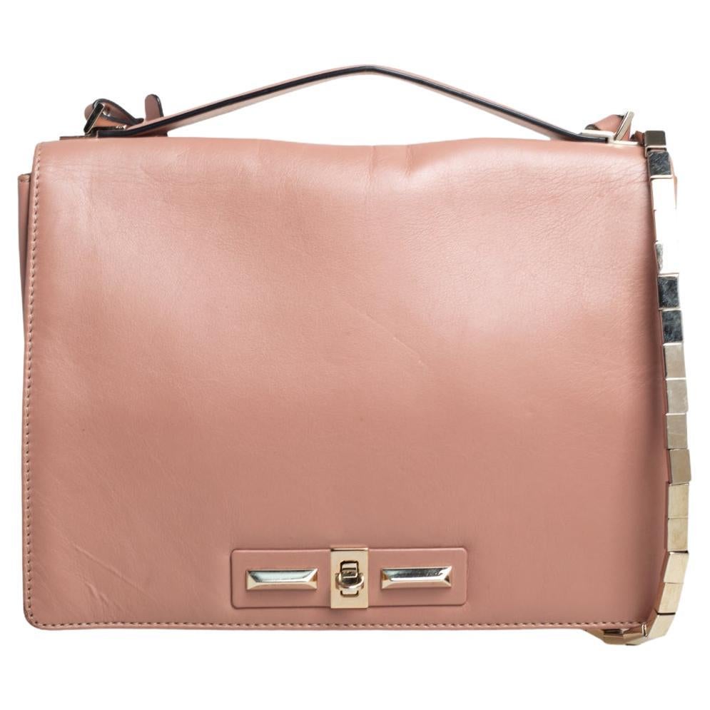 Valentino Beige Leather Embellished and Feather Alice Glam Frame Bag