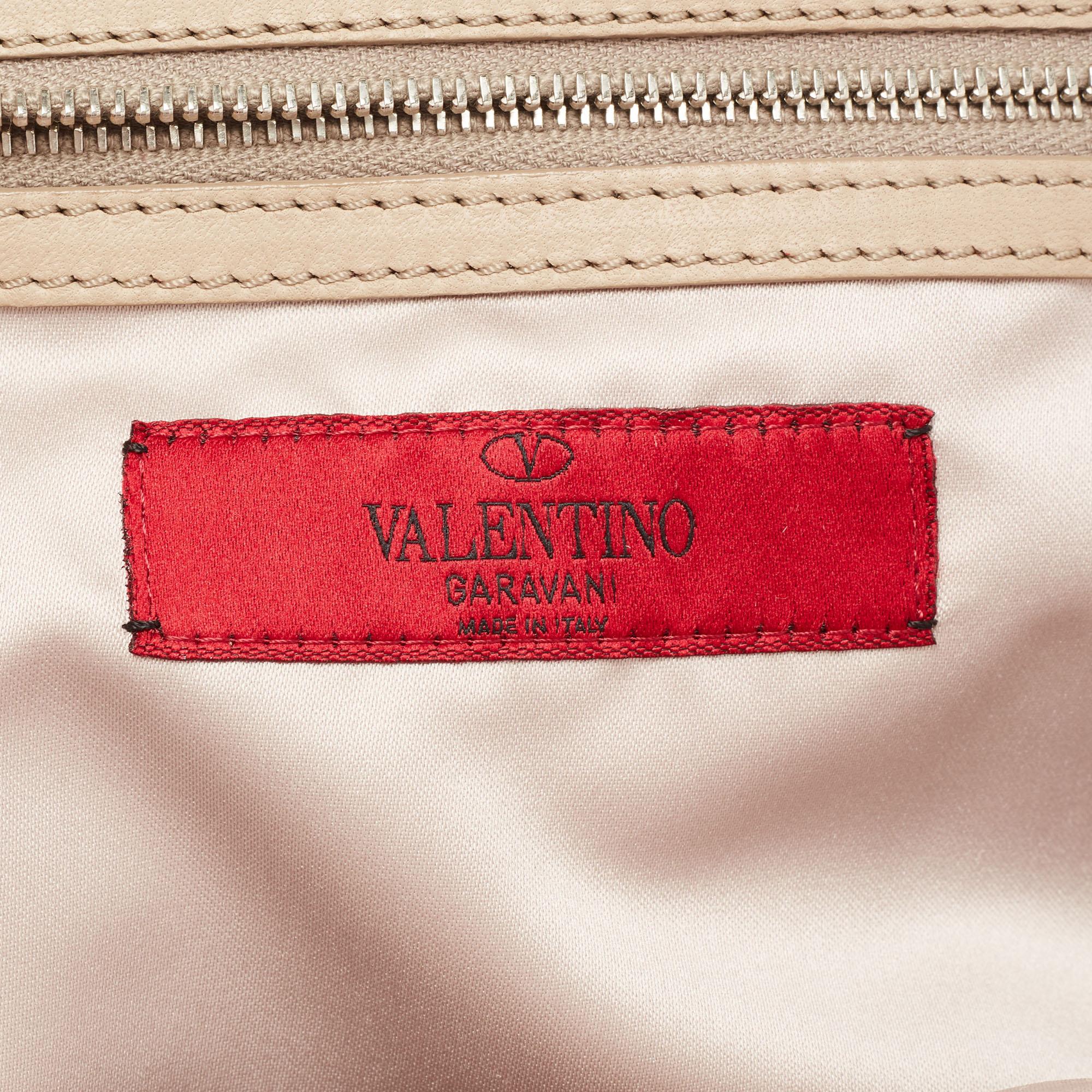 Valentino Beige Leather Crystal Embellished and Feather Alice Glam Frame Bag 1