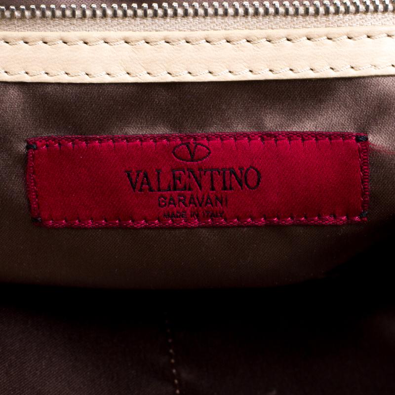 Valentino Beige Leather Embellished and Feather Alice Glam Frame Bag For Sale 5