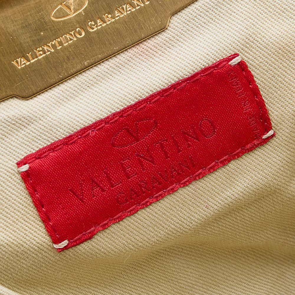 Valentino Beige Leder Rahmen Baguette Tasche im Zustand „Gut“ im Angebot in Dubai, Al Qouz 2