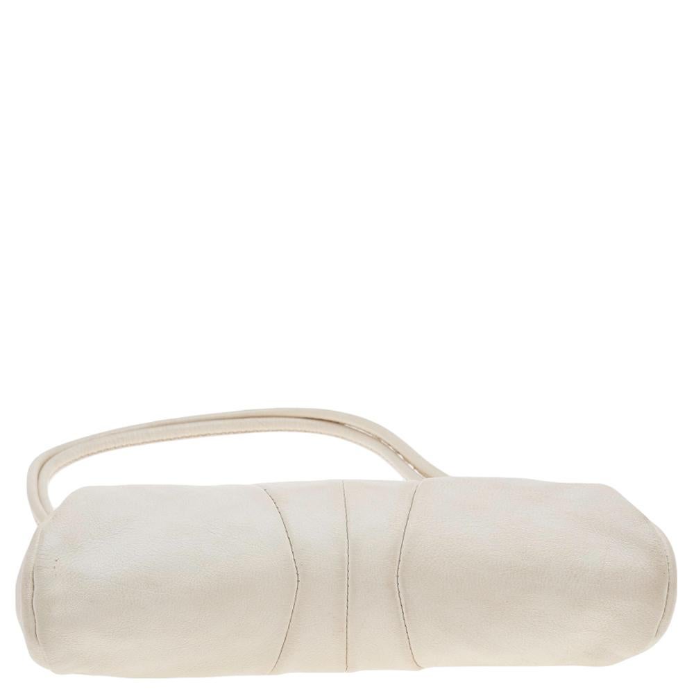 Valentino Beige Leather Frame Baguette Bag For Sale 1