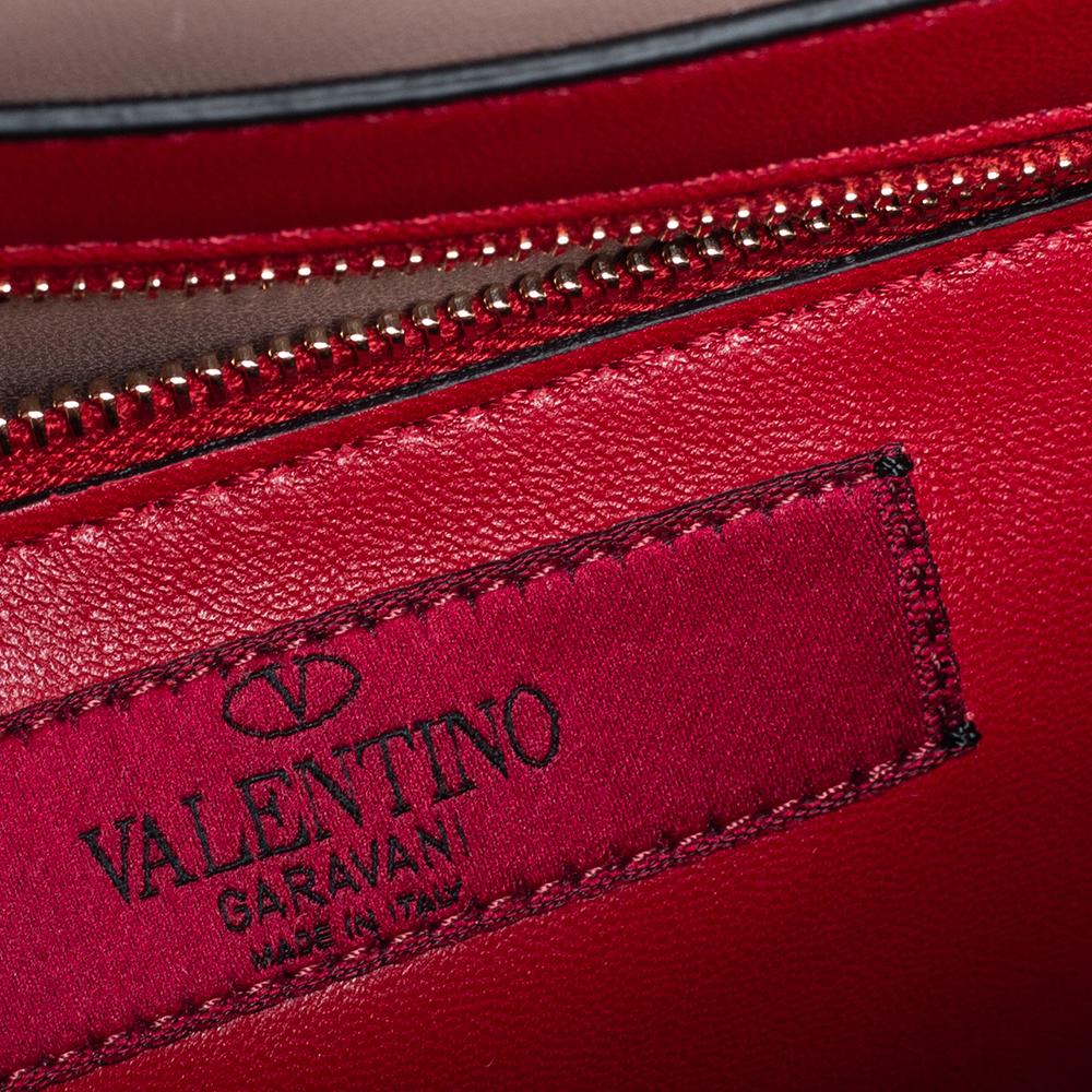 Valentino Beige Leather Large Rockstud Spike Top Handle Bag 2