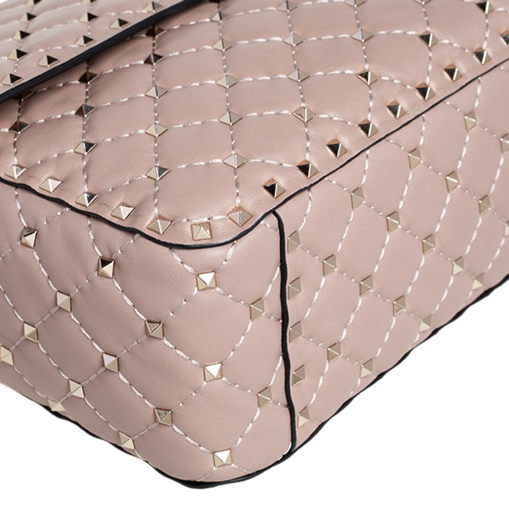 Valentino Beige Leather Large Rockstud Spike Top Handle Bag 3