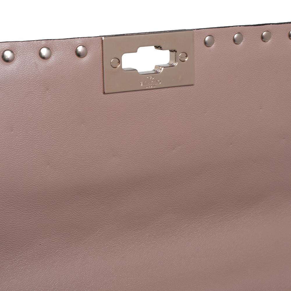 Valentino Beige Leather Large Rockstud Spike Top Handle Bag 5