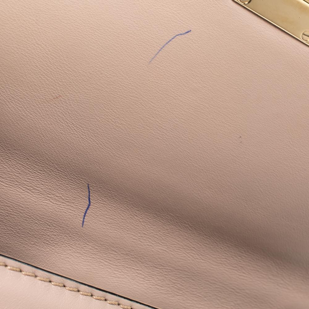 Valentino Beige Leather Medium Rockstud Glam Lock Flap Bag In Good Condition In Dubai, Al Qouz 2