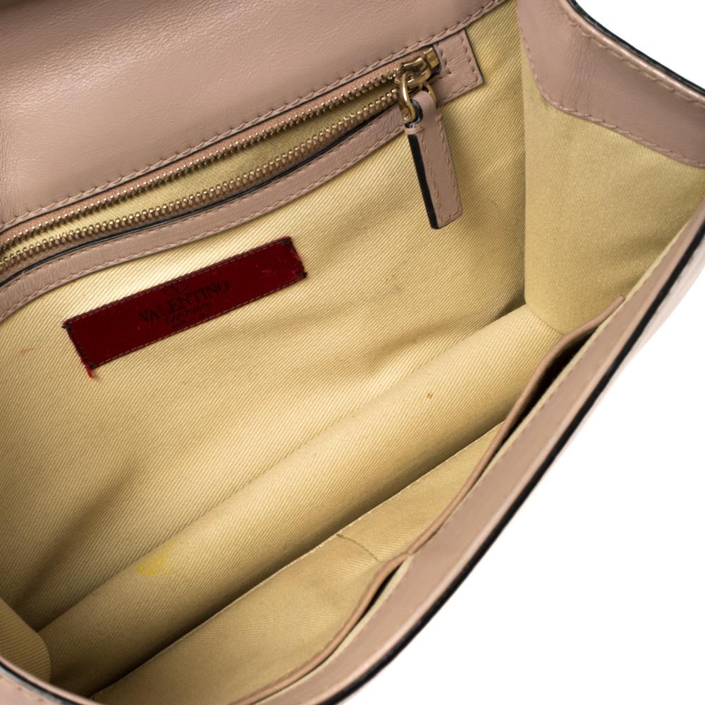 Valentino Beige Leather Medium Rockstud Glam Lock Flap Bag 1