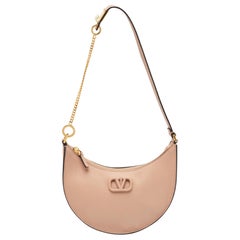 Valentino Beige Leather Mini Escape V Logo Hobo