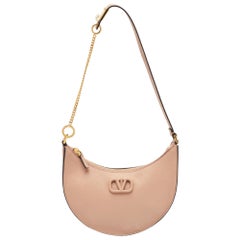 Valentino Beige Leather Mini Escape V Logo Hobo