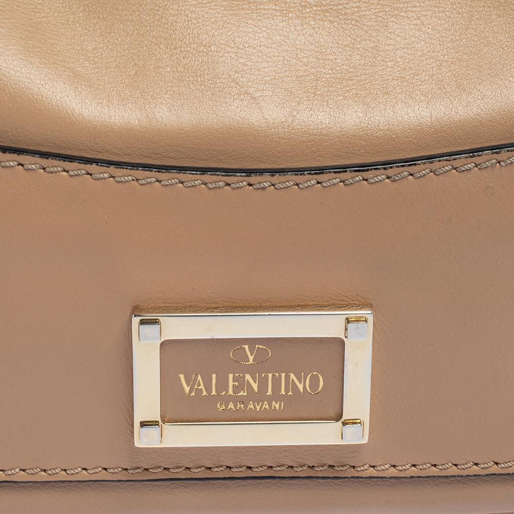 Valentino Beige Leather Mini Rockstud Flap Shoulder Bag 2