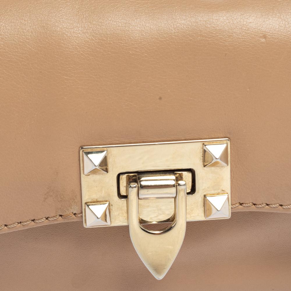 Valentino Beige Leather Mini Rockstud Flap Shoulder Bag 3