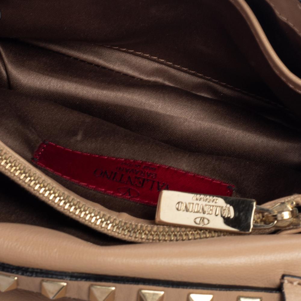 Valentino Beige Leather Mini Rockstud Flap Shoulder Bag 4